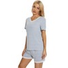 cheibear Women's Soft Shorts Sleeve Nightwear with Pockets Pajama Set 2 Pcs - 3 of 4