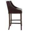 Emma and Oliver 30"H Transitional Upholstered Walnut Barstool with Accent Nails - 4 of 4