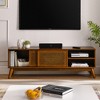 Runesay 59" Mid-Century TV Console with Solid Wood Legs and Woven Doors, for TVs up to 65" - 3 of 4