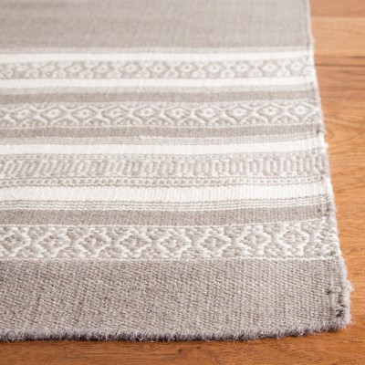 Handmade Light Brown Wool Flat Woven Rectangular Rug