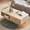 KTMBDW Coffee Table 41" Mid Century Modern Center Table with Drawer, Fluted Living Room Table with Storage, Open Shelf Coffee Table - 4 of 4