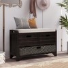 Storage Bench With Removable Basket 2 Drawers, Fully Assembled Shoe Bench With Removable Cushion, Storage Bench - 2 of 4
