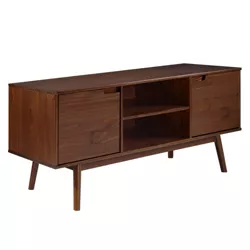Solid Wood Mid-Century Modern TV Stand for TVs up to 65" Walnut - Saracina Home