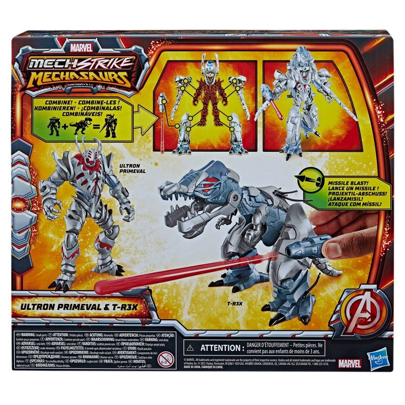 Marvel Mech Strike Mechasaurs Ultron Primeval and T-R3X Action Figure Set - 2pk, 6 of 10