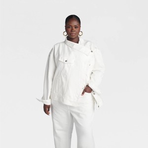 KBB by KAHLANA Women's 'The Asym Denim Jacket' - White XXL : Target