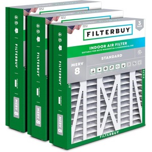 Filterbuy 21x21.5x5 Air Filter (3-Pack), Pleated MERV 8 Dust Defense Replacement HVAC AC Furnace Filters for Trane Perfect Fit & American Standard - 1 of 4