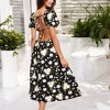 Anna-Kaci Women's Floral Midi Dress with Square Neckline and Flowy Skirt - 2 of 4