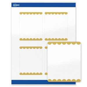 Avery Printable Rectangle Labels, Gold Edge Dots, 4" x 3-1/3", Glossy White Rectangle Labels, Permanent, Laser/Inkjet, 40ct, Great for Product Labels - 1 of 4