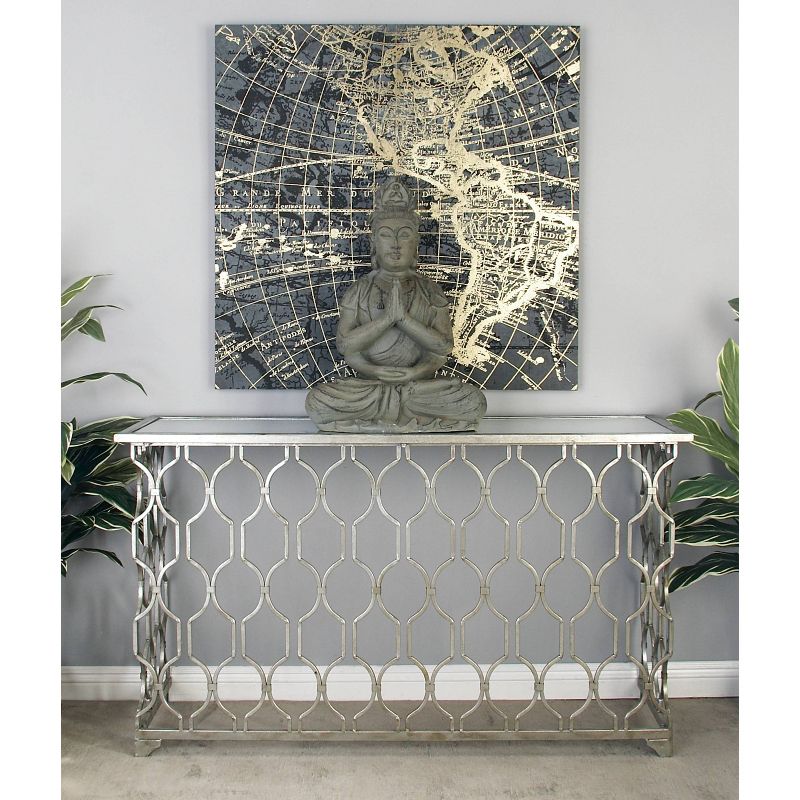 Contemporary Metal Pattern Console Table Silver - Olivia &#38; May, 3 of 29
