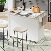 Rolling Kitchen Island With Trash Can And Storage Cabinet,Kitchen Cart With Adjustable Shelf,Spice Rack,Towel Rack And Drawer -Maison Boucle - 3 of 4