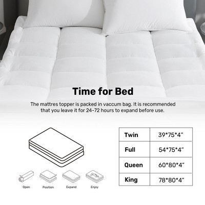 4" Ultra Thick White Down Alternative Full Mattress Topper
