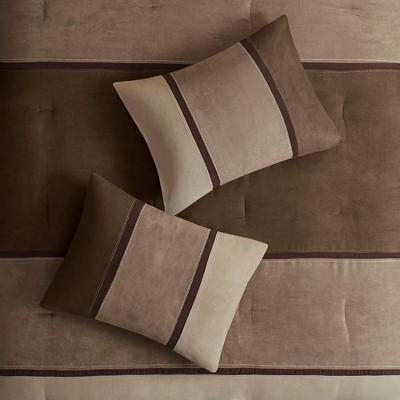 Kimberly Queen Brown Reversible Microsuede Comforter Set