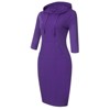 BLUEMING Womens 3/4 Sleever Hoodie Dress Bodycon Sweat Dress with Front Pocket Sweatshirt Dress Pencil Dress Lounge Dress - 3 of 4