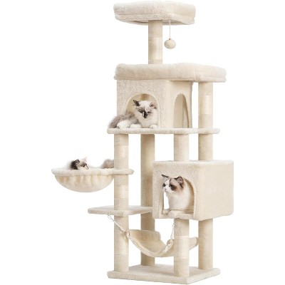 Cat Tree with Large Platform, Multi-Level Cat Tower with 2 Caves, Cat Condo with 6 Sisal Scratching Posts, Top Perch and Hammock