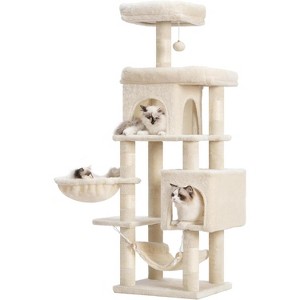 Cat Tree with Large Platform, Multi-Level Cat Tower with 2 Caves, Cat Condo with 6 Sisal Scratching Posts, Top Perch and Hammock - 1 of 4