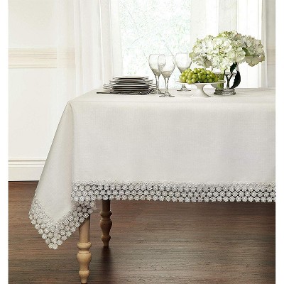 Kate Aurora Lux Living Textured Macrame Trimmed Off White Fabric ...