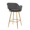 26" Contemporary Fixed-Height Counter Stool with Metal Legs, Armrests, and Square Footrest, Set of 2 - 4 of 4