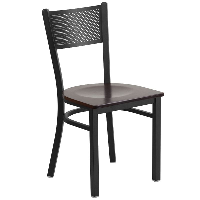 Flash Furniture Black Grid Back Metal Restaurant Chair, 1 of 7