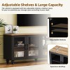 63" Farmhouse TV Stand for 70 Inch TV, Sideboard Buffet Cabinet with Glass Doors & Adjustable Shelves for Living Room-3irtyhousy - 3 of 4
