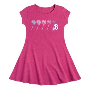 Girls' - Barbie - Palm Trees Fit & Flair Cap Sleeve Dress - 1 of 1