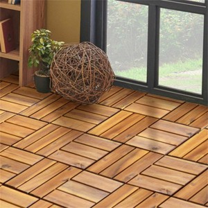 SEVOBAL 27 PCSCarpet Tiles 12" x 12" Interlocking Acacia Wood Deck Tiles Waterproof Mold Resistant for Outdoor Flooring, Gray, 13.85"*13.85"*31.4" - 1 of 4