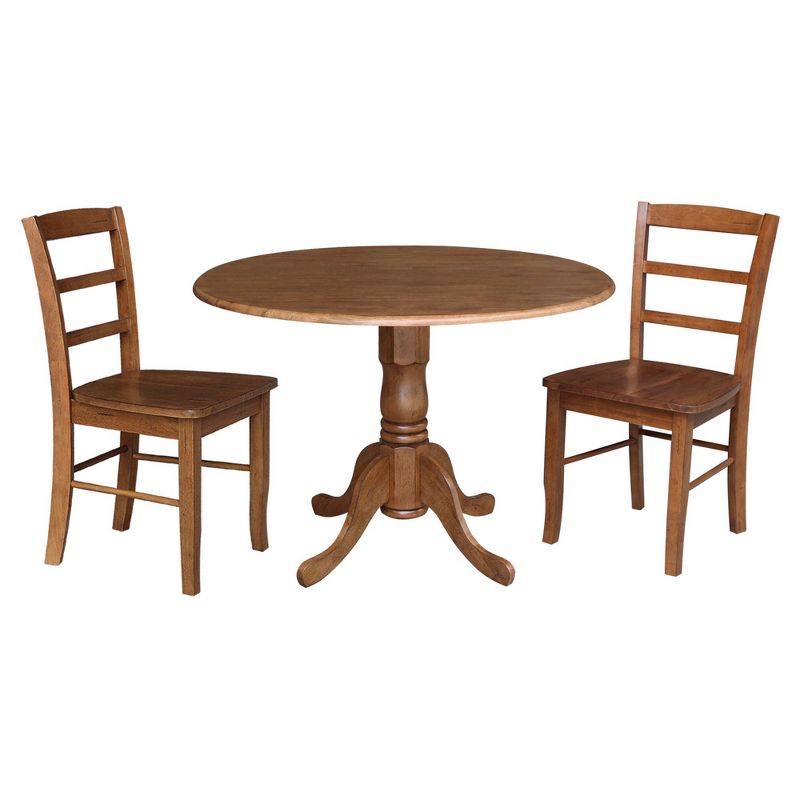 42&#34; Albion Drop Leaf Dining Table with 2 Madrid Ladderback Chairs Distressed Oak - International Concepts, 1 of 10