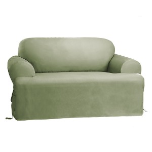 Cotton Duck Tcushion Loveseat Slipcover Sage Green - Sure Fit