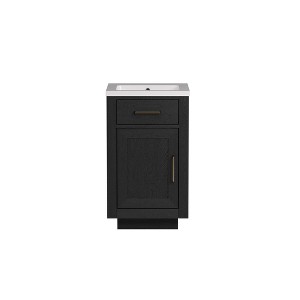 Cesicia Grey Oak Cabinet with Solid Wood Frame, Carb P2 Plywood Body, 2 Drawers, and Soft-Closing Hardware - 1 of 4