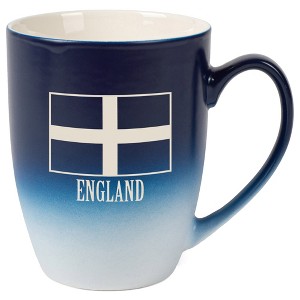 Elanze Designs England British Flag 12 Ounce Ceramic Laser-Etched Engraved Drinkware Mug, Blue and White Ombre - 1 of 4