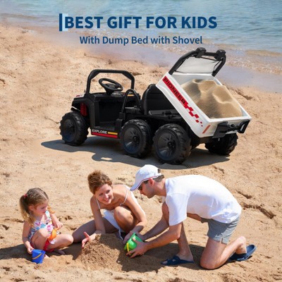 Kids Ride-on Dump Truck , 2-Seater All-Terrain Toy with Working Dump Bed, Off-Road Vehicle Gift for Boys & Girls 3-8 Years Old