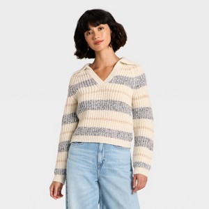 Women's Chunky Polo Collar Pullover Sweater - Universal Thread™ - 1 of 3