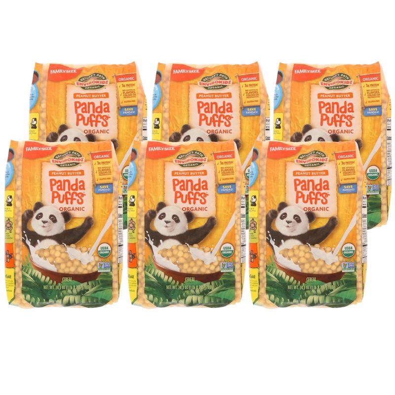 EnviroKidz Organic Peanut Butter Panda Puffs Cereal - Case of 6/24.7 oz, 1 of 8