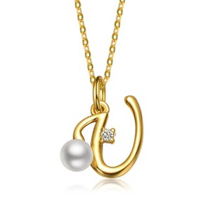 Personalized 14K Gold Plated Initial Pearl Pendant Necklace for all ages: A Charming gold Elegant Keepsake Gift - 1 of 3