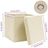 vidaXL 10 Piece Set of Cream-Colored Storage Boxes with Lids - Convenient Pull-Out Design with Metal Eyelets - 3 of 4