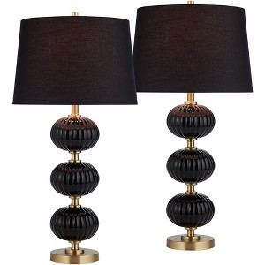 Possini Euro Design Possini Euro Grace 30" High Black Glass Table Lamp Set of 2 - 1 of 4
