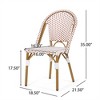 SKRAN Outdoor PE Rattan and Aluminum French Bistro Chairs, Set of 2, Rusted Red & White, Bamboo Print Finish for Garden, Patio, Outdoor - 3 of 4
