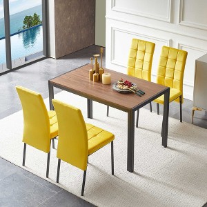Okak Modern Nordic Velvet Dining Chairs Set of 4, Kitchen Side Chairs with Gold Metal Legs & High Back Cushion for Dining Room - 1 of 4