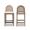 Okak Set of 2 Solid Wood Upholstered Bar Stools for Dining Rooms,Cane Rattan Kitchen Island Counter Chairs with Curved Back - 4 of 4