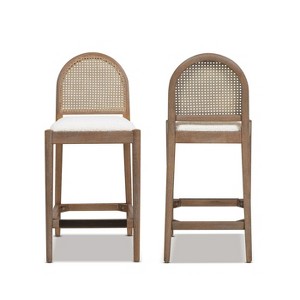NicBex Dining Chairs Set of 2 Upholstered Chair Curved Back Cane Rattan Counter Stools, Fabric Accent for Kitchen, Bedroom - 1 of 4