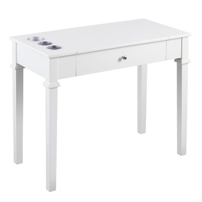 Rokubi Powered Vanity Desk with Stool Off White - Aiden Lane