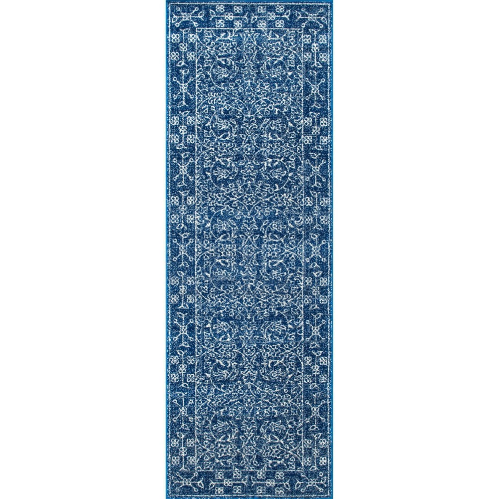 2'8inx8' Runner Vintage Waddell Area Rug Dark Blue- nuLOOM