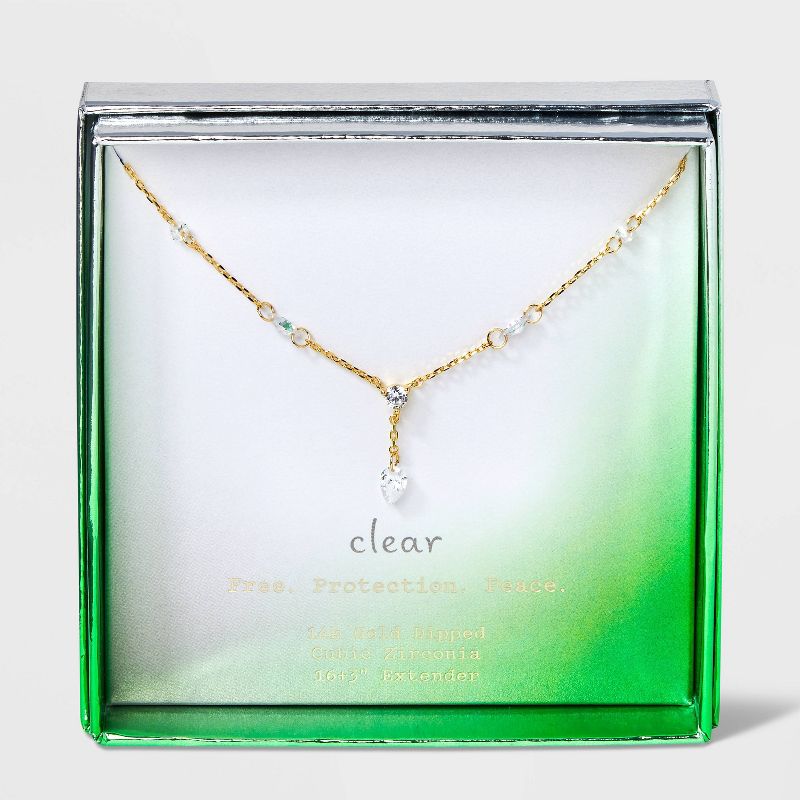 14K Gold Dipped Cubic Zirconia Marquise Y-Necklace - A New Day™, 1 of 6