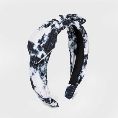 Girls' Rib Knit Tie-Dye Headband - art class™ Black/White