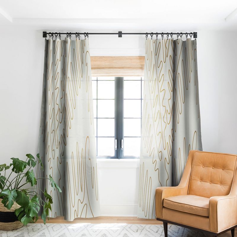 Evamatise Golden Tropical Palm Leaves 50" x 84" Single Panel Room Darkening Window Curtain - Society6, 1 of 5