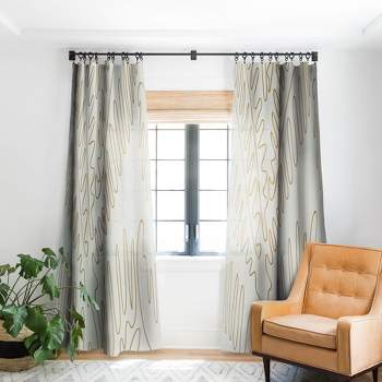 Evamatise Golden Tropical Palm Leaves 50" x 84" Single Panel Room Darkening Window Curtain - Society6
