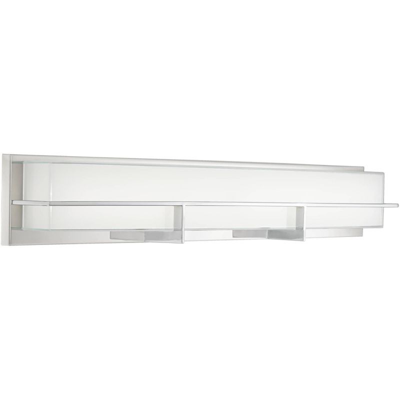 Possini Euro Design Linx Modern Wall Light Chrome Hardwire 33 1/2" Light Bar LED Fixture White Glass for Bedroom Bathroom Vanity Reading Living Room, 1 of 9