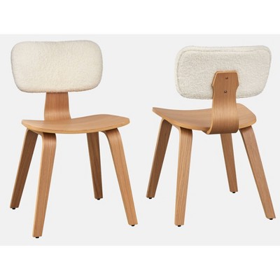 Lifestorey Set of 2 Sigrid Dining Chair Natural Light Oak/White: Upholstered Polyester, Foam Filled, Wood Frame