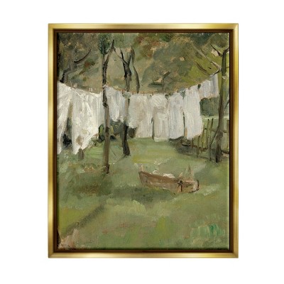 Stupell Industries Classic Clothesline Yard SceneFloater Canvas Wall Art