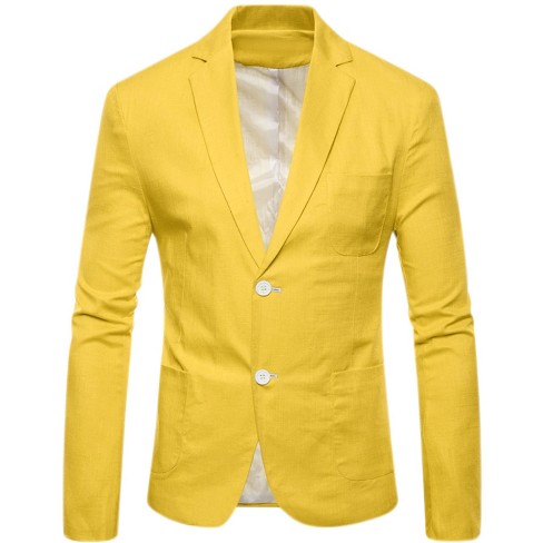 Lars Amadeus Men's Blazer Solid Slim Fit Lightweight Linen Sports Coat ...