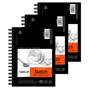 Canson Artist Series Universal Sketch Pad, Side Wire Binding, 100 Sheet, 5.5x8.5 inch, Pack of 3 - 1 of 4